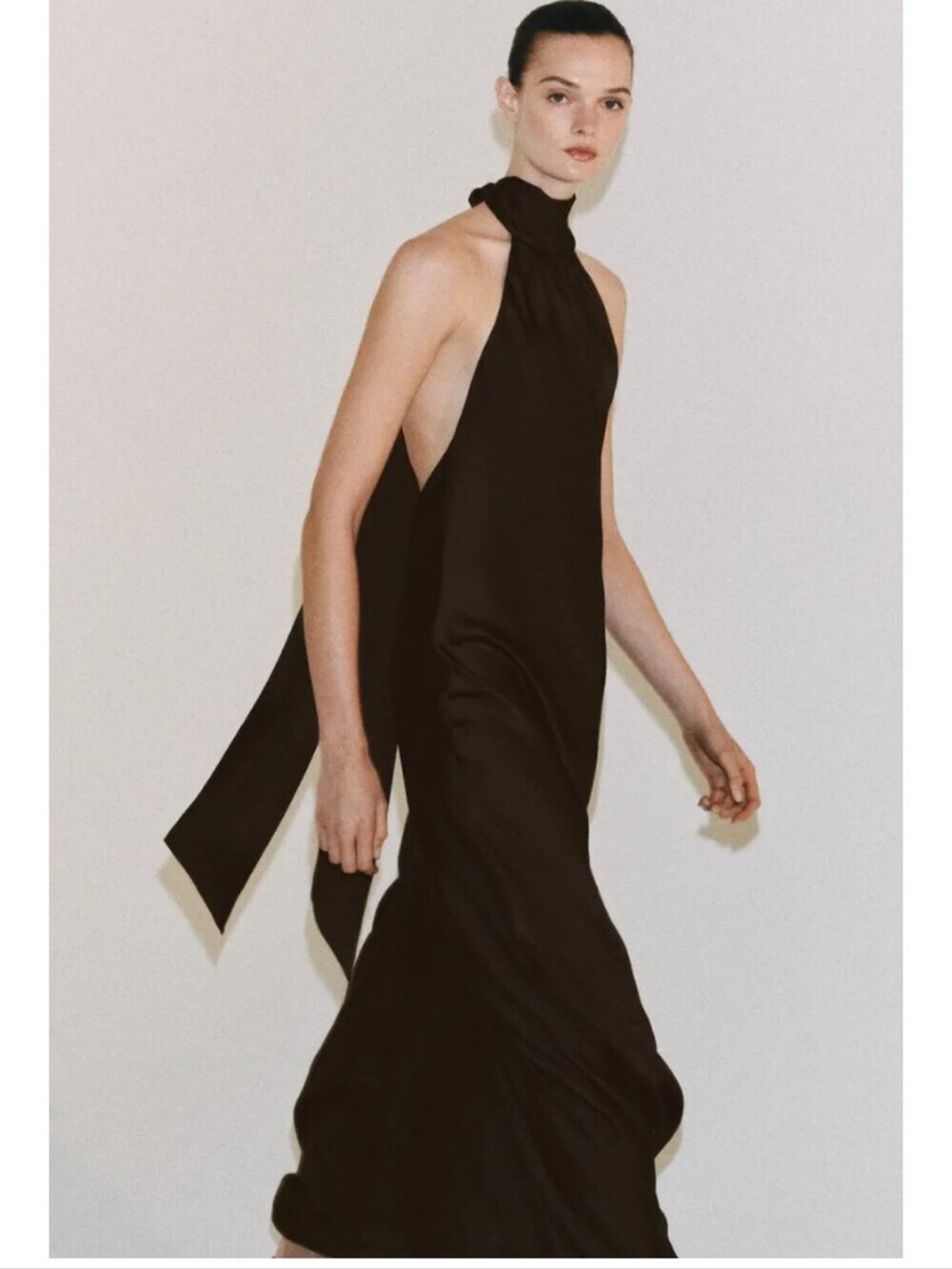 Zara ZW Collection Satin Halter Dress - Picture 2 of 10